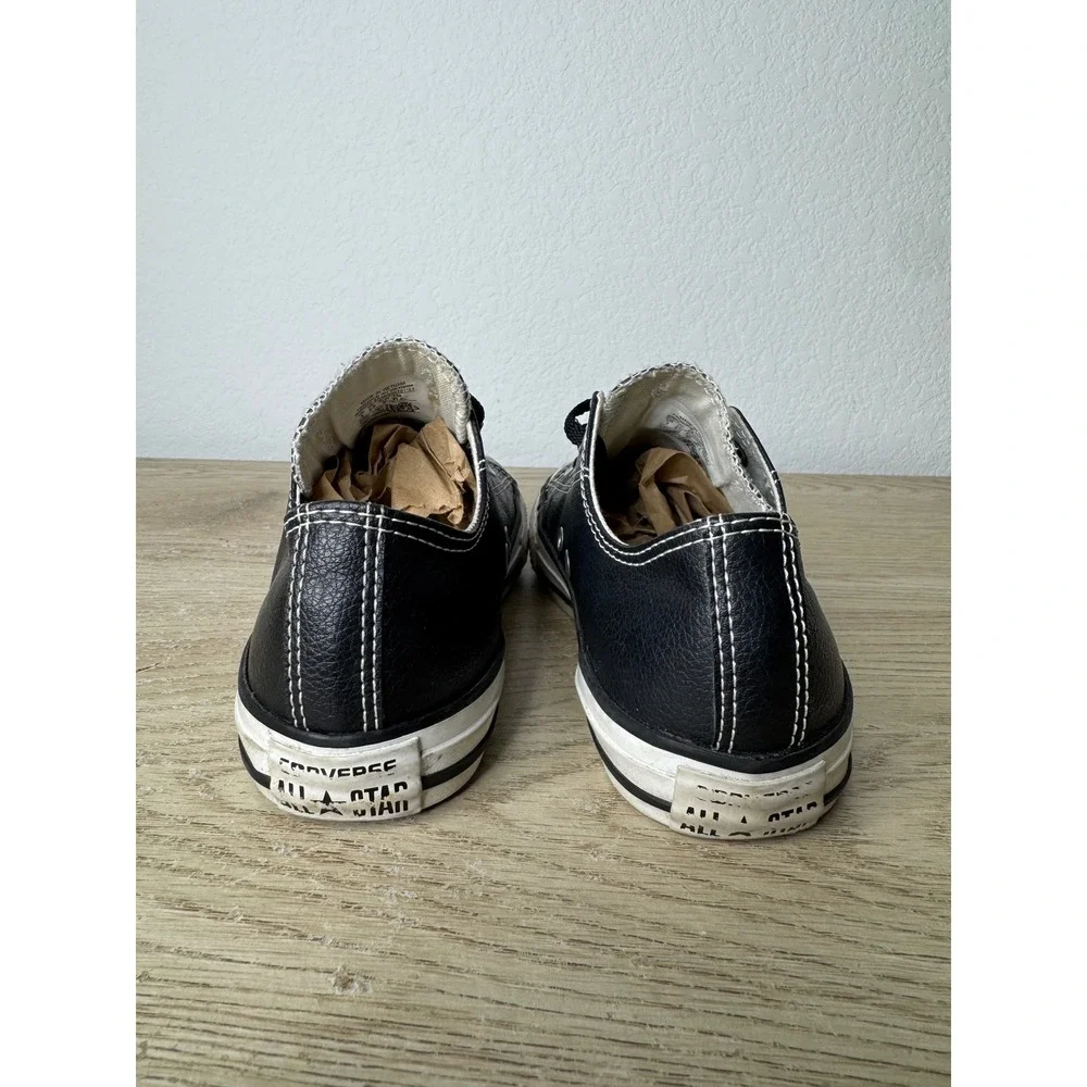 Converse Chuck Taylor All Star Low Black Leather Junior Shoes 609057C Size 3‎